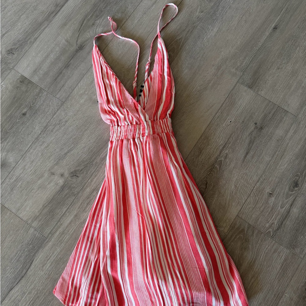 Striped Pink Sleep Romper - Picture 2 of 4